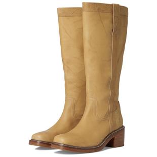 代购FRYE女士骑马靴透气吸汗软底舒适缓震圆头方头粗跟套脚式