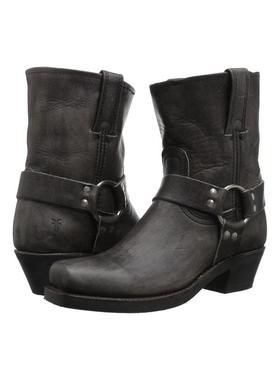 代购FRYE女士马丁靴轻便透气软底防滑黑色圆头粗跟皮带扣休闲