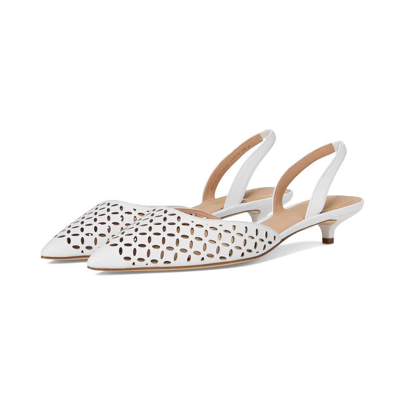 代购Cole Haan女士高跟鞋透气轻便舒适防滑白色激光镂空尖头