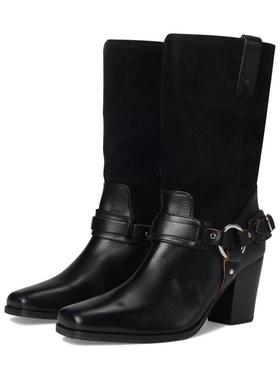 代购FRYE女士中筒靴缓震内底耐磨橡胶外底舒适贴合防滑设计