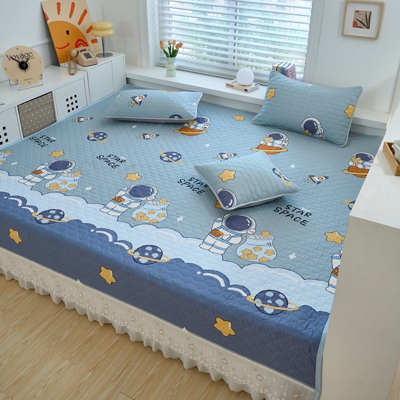 全棉儿童榻榻米床盖一面裙边纯棉四季通用防滑炕盖夹棉加厚炕单罩