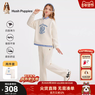 春秋新品 大童休闲翻领儿童卫衣卫裤 运动两件套 女童套装 暇步士童装