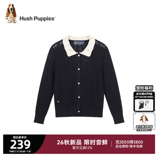 暇步士童装女童开身针织衫26秋新品大童翻领毛衣线衣长袖开衫外套