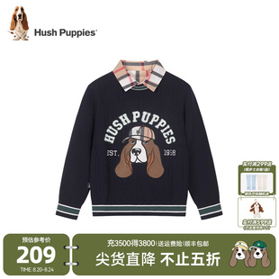 男童线衣秋冬新款 暇步士童装 大童休闲童趣套头假两件儿童保暖毛衣