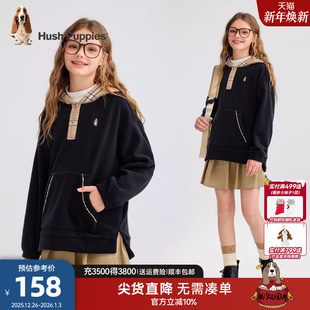 暇步士童装 宝宝套头卫衣儿童保暖厚上衣 女童摇粒绒卫衣25秋冬新品