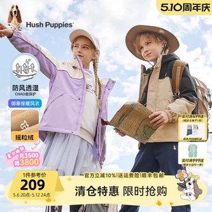 新款 三防加絨 暇步士男童加絨風衣秋冬裝 休閑兒童保暖厚女童外套