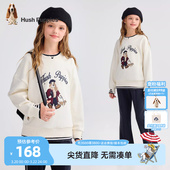 暇步士童装 大童休闲厚卫衣儿童假两件上衣 女童加绒卫衣25秋冬新品