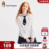 儿童娃娃领上衣春秋新品 衬衫 中大童衬衣学院 女童长袖 暇步士童装