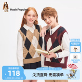暇步士童装 男童V领学院风女童针织背心宝宝马夹 儿童马甲春秋新品