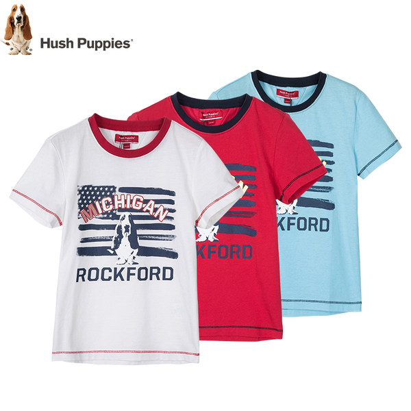 Hush Puppies 暇步士 18年春季新款 纯棉 中大男童短袖T恤 天猫优惠券折后￥59包邮（￥79-20）105~170码3色可选