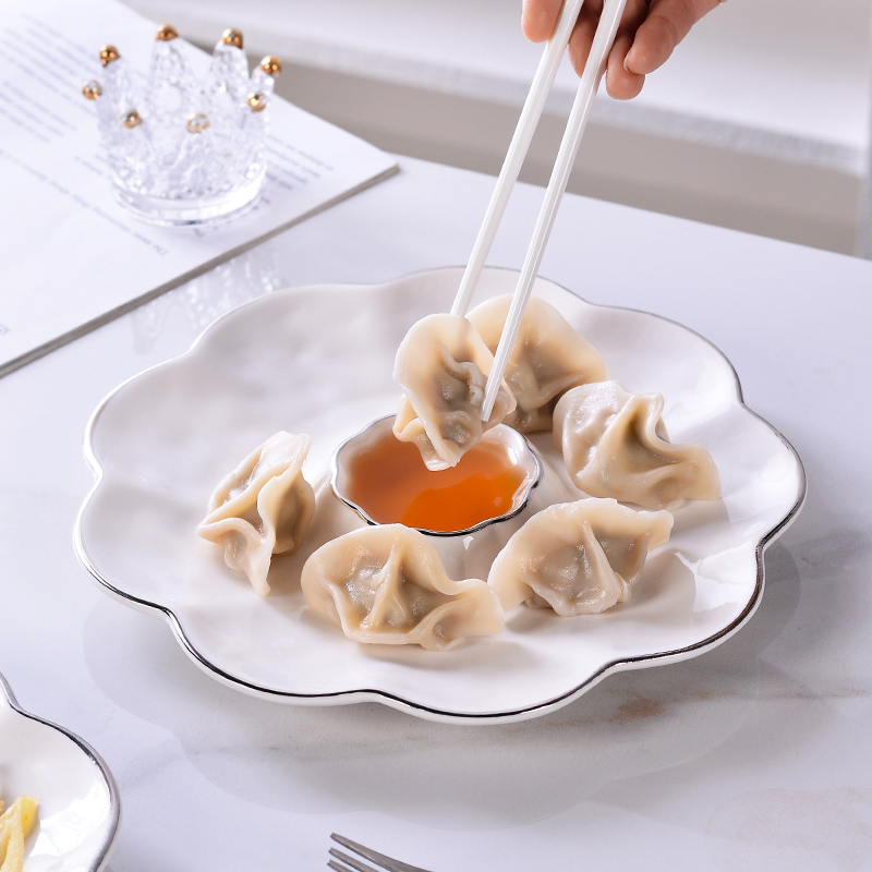 陶瓷饺子盘带醋碟高级感盘子