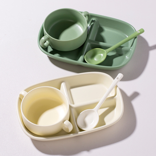 一人食211分格餐盘三格加深定量陶瓷分餐盘大人减脂减肥专用盘子