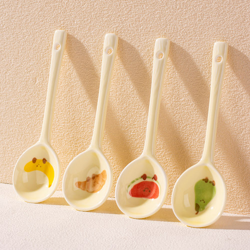 食品级陶瓷勺子个人专用长柄汤勺