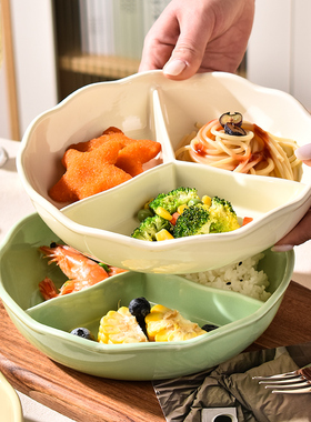 陶瓷分格盘三格餐盘大人定量211减脂减肥专用大容量加深可微波