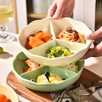 陶瓷分格盘三格餐盘大人定量211减脂减肥专用大容量加深可微波