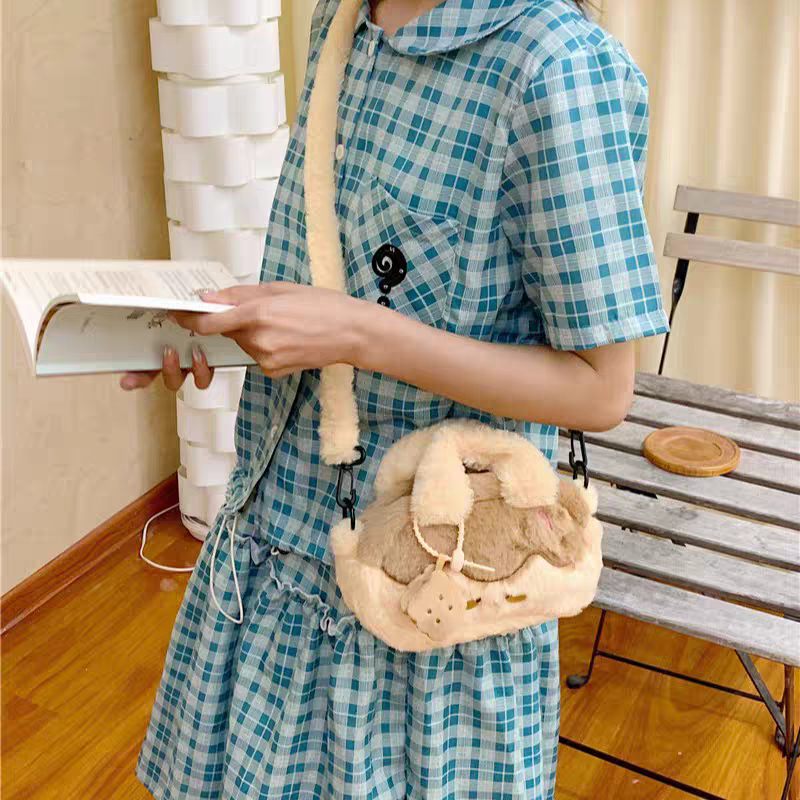 甜心布丁斜挎包毛绒手拎包礼物女