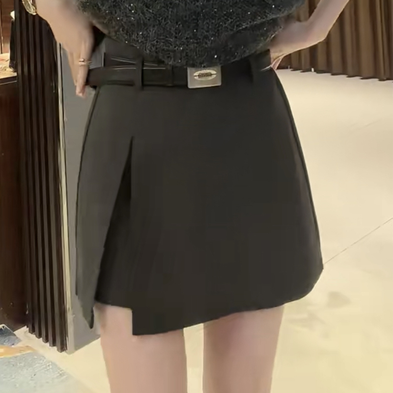 高腰A字半身裙短裙开叉包臀裙