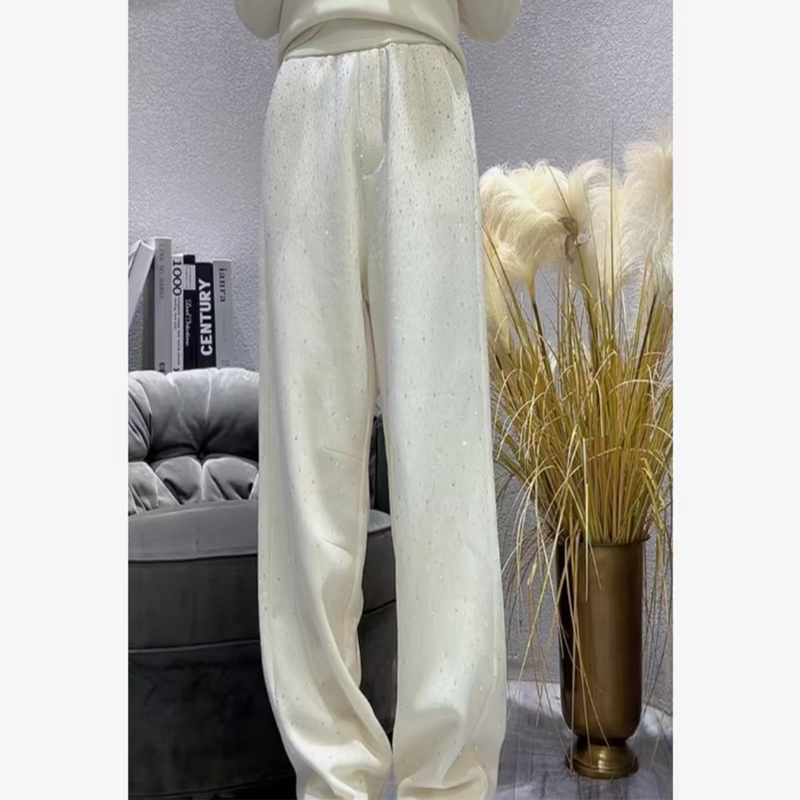 加绒加厚闪星阔腿休闲裤长裤