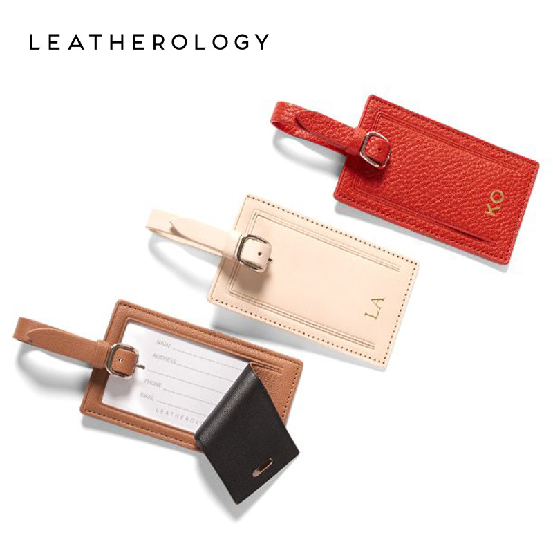 LEATHEROLOGY ORLAGE  가죽 수하물 태그 맞춤 로고 가방 태그 수하물 태그