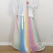 云钟阁原创汉服宋制一片式 一缕烟 百迭裙渐变印花百褶雪纺日常