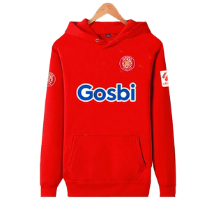 23-24西甲赫罗纳队服吉罗纳足球衣服连帽卫衣套头男女带帽子外套