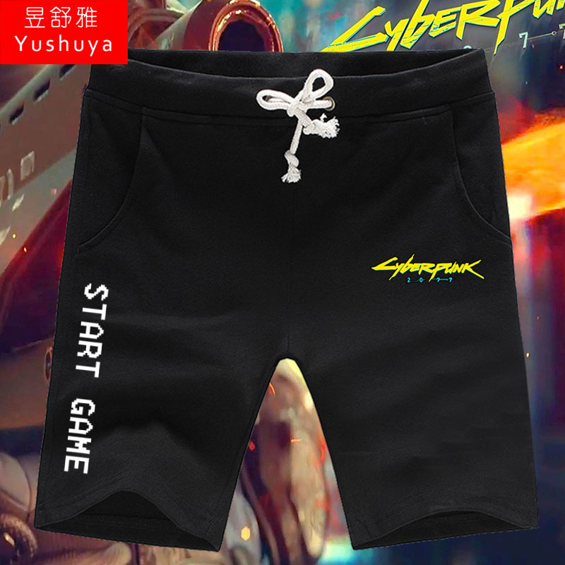 赛博朋克学生夏季游戏5分短裤