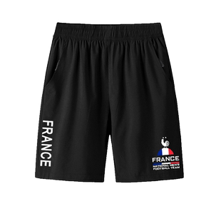 法国队足球高卢雄鸡姆巴佩本泽马博格巴速干短裤男士运动五分裤子