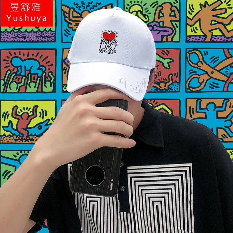 美国涂鸦艺术家凯斯哈林keith haring联名鸭舌帽子男女防晒棒球帽