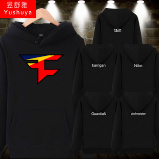 FaZe战队队服外套连帽衫 游戏衣服CSGO比赛服加绒卫衣宽松RAIN 男士
