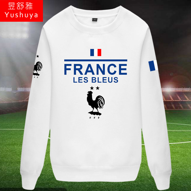 法国队服运动薄长袖球迷圆领卫衣