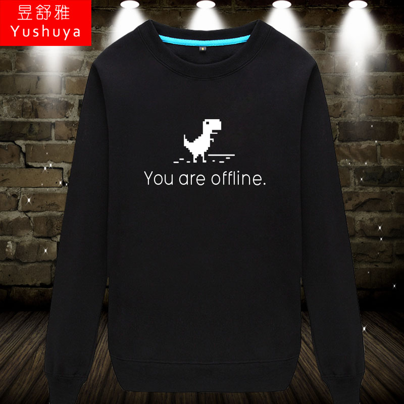 恐龙程序猿圆领薄长袖卫衣