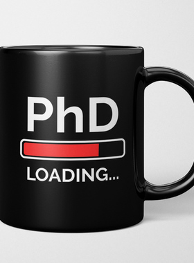 新款PHD LOADING博士学位生日礼物水杯子盖带勺子黑色高级感男女