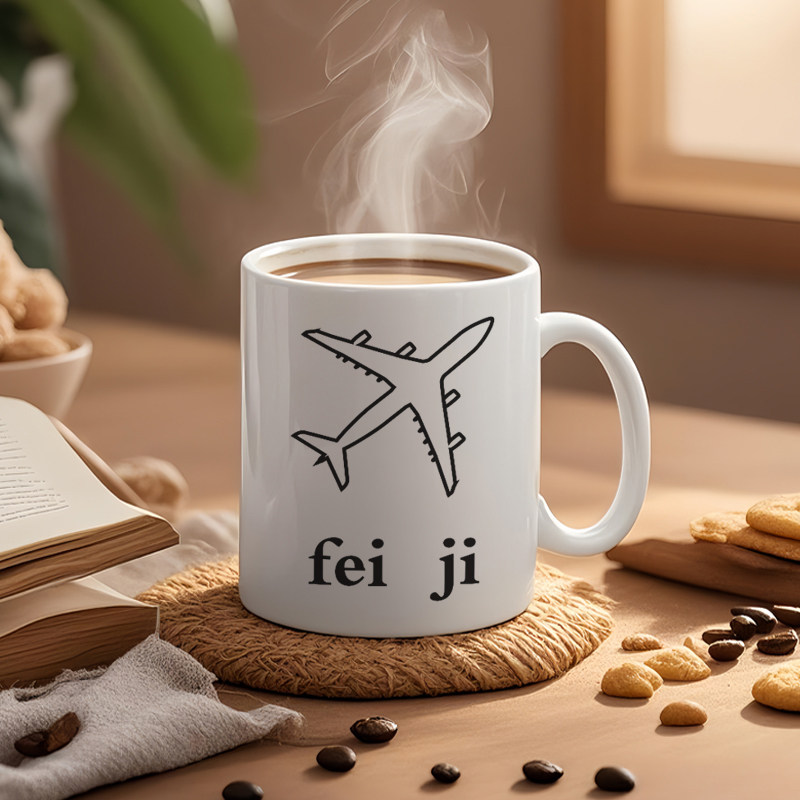 创意搞笑飞机陶瓷马克杯咖啡杯喝水杯子搞怪抽象男生办公室送礼物