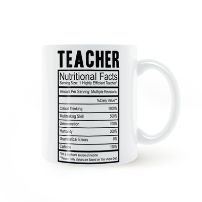 TEACHER NUTRITIONAL FACTS! 老师教师 陶瓷马克杯水杯子