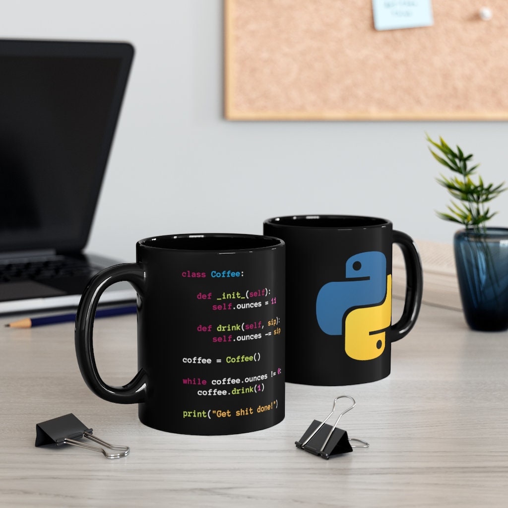 程序员编码员工程师Python 黑咖啡杯礼物陶瓷马克杯水杯黑杯水杯