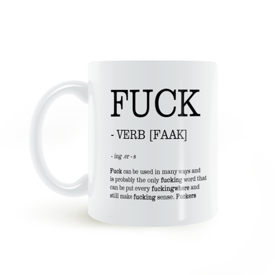FAAK word verb definition mug 英文单词马克杯陶瓷白色幽默水杯