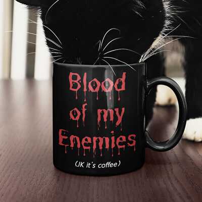 Blood_of_My_Enemies,黑色幽默陶瓷黑杯礼物马克杯子创意咖啡杯