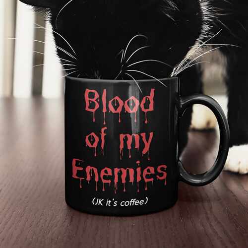 Blood_of_My_Enemies,黑色幽默陶瓷黑杯礼物马克杯子创意咖啡杯