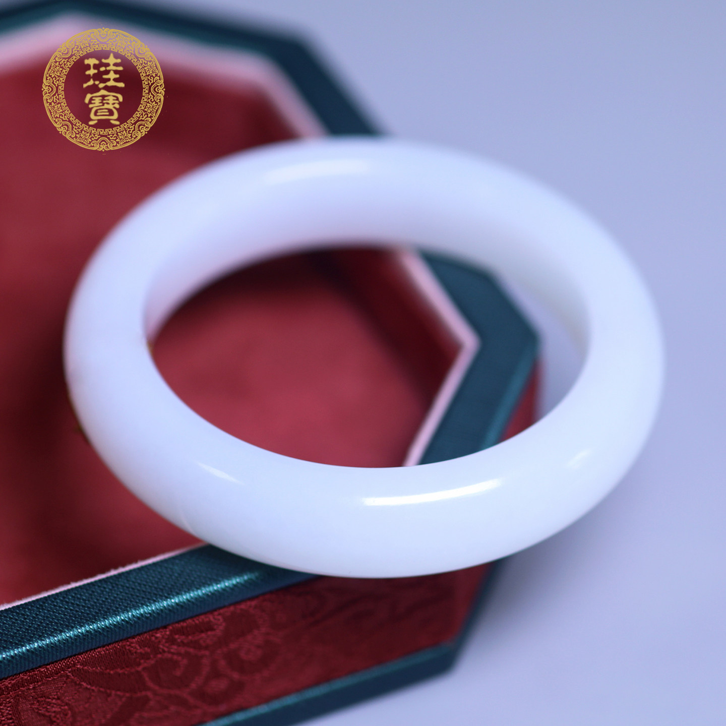 珪宝和田玉宽条手镯女士55.5mm
