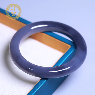 珪宝和田玉烟紫正圈手镯58.2mm