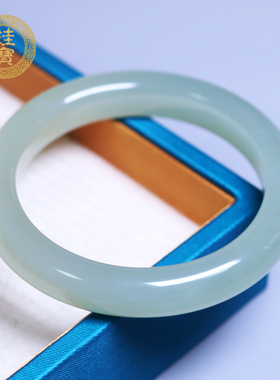 珪宝和田玉冰晴水宽条手镯女56mm