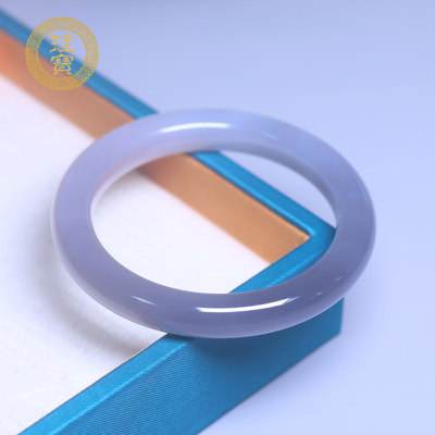 珪宝和田玉烟紫小宽条手镯56.7mm