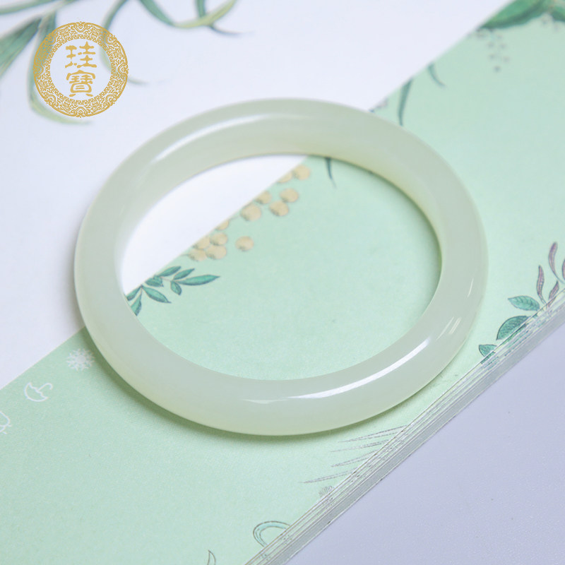 珪宝和田玉青白玉小宽条手镯60mm