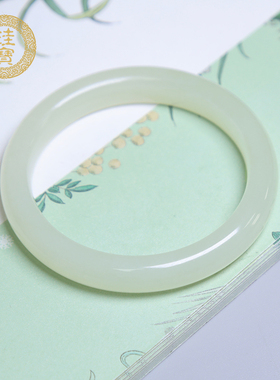 珪宝和田玉青白玉小宽条手镯60mm