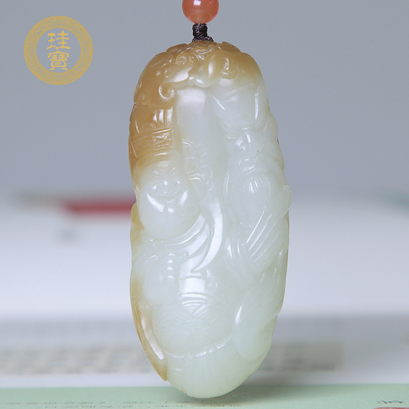珪宝和田玉糖羊脂白玉文武双全男
