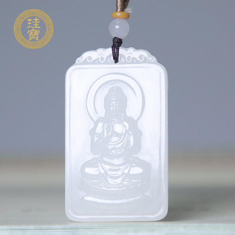 珪宝和田玉羊脂玉生肖猪狗阿弥陀佛吊坠男女款守护神天然玉石玉坠