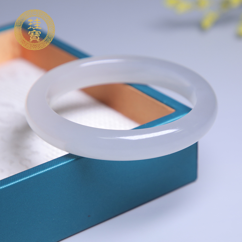 珪宝和田玉烟紫宽条手镯女58.3mm