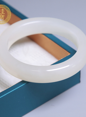 珪宝58.6mm藕粉宽条手镯女款和田玉镯子天然玉石带证书礼物送妈妈