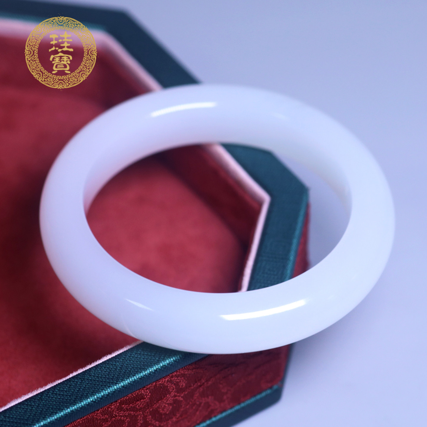 珪宝和田玉羊脂玉宽条手镯54.3mm