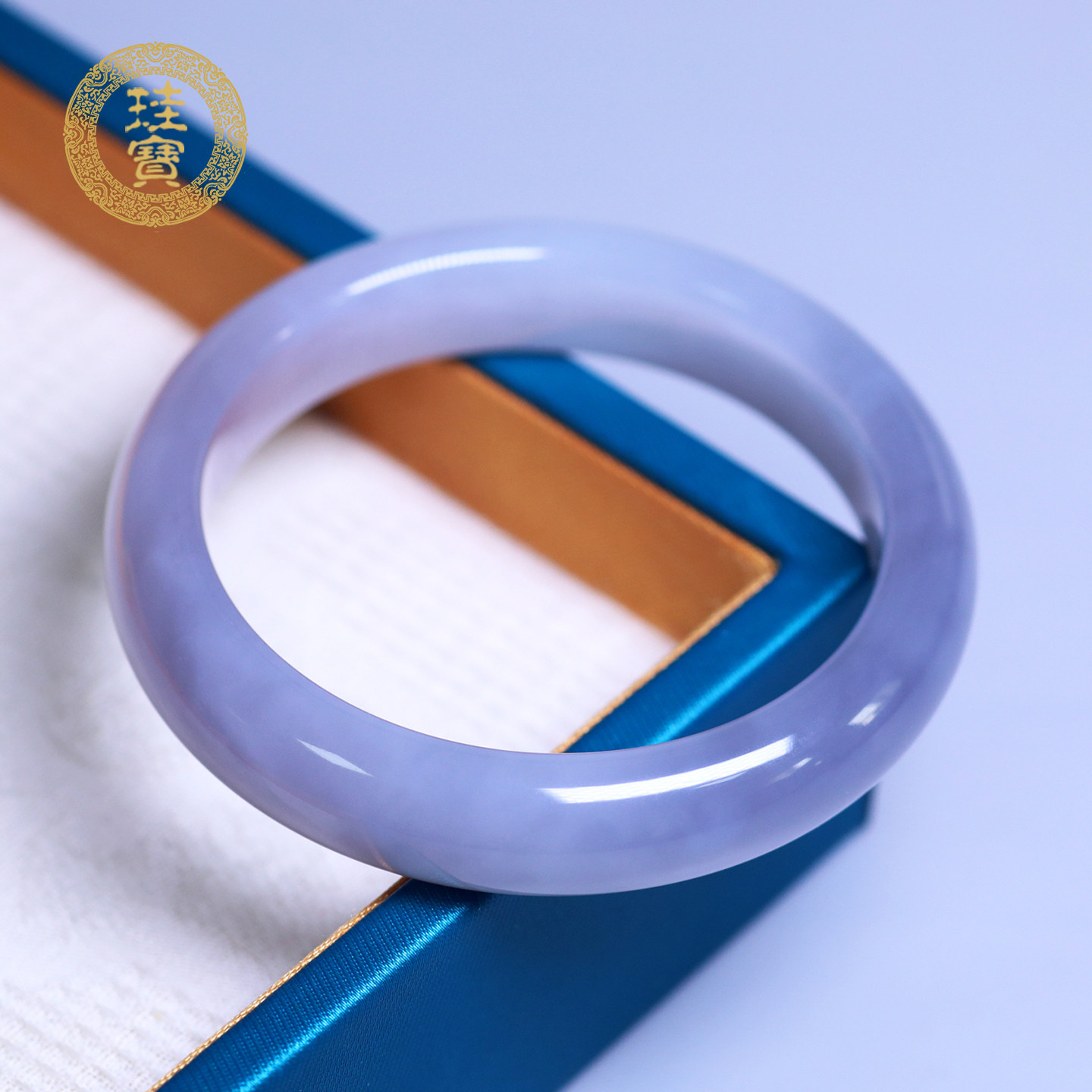 珪宝和田玉烟紫宽条手镯女51.8mm